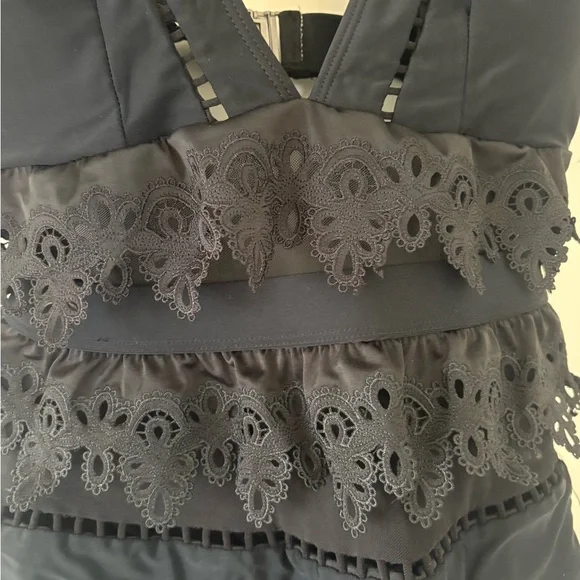 Zimmermann Alchemy Bonded Flutter One Piece Swimsuit lace mesh Size XL BLACK - Picture 5 of 10